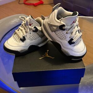 Jordan Kids White and Black Sneakers with Red Accents